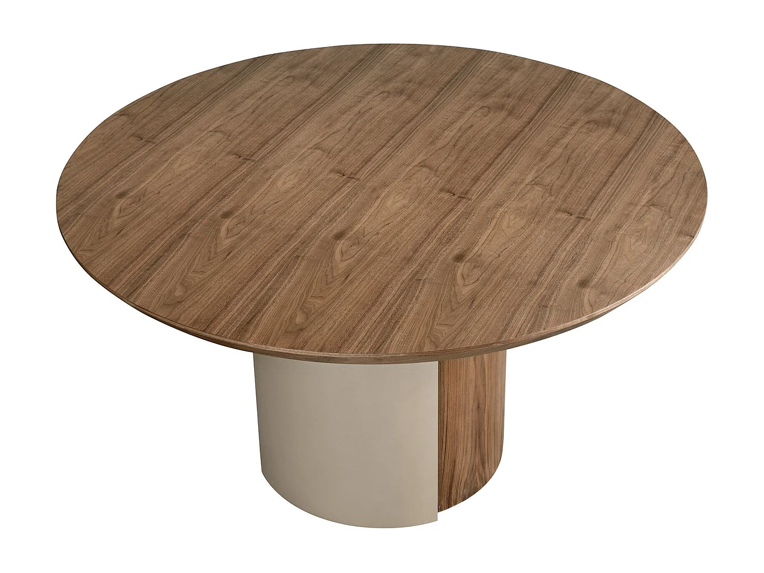 Runder Esstisch Nussbaum und Stahl metallic sand 1163 ANGEL CERDA