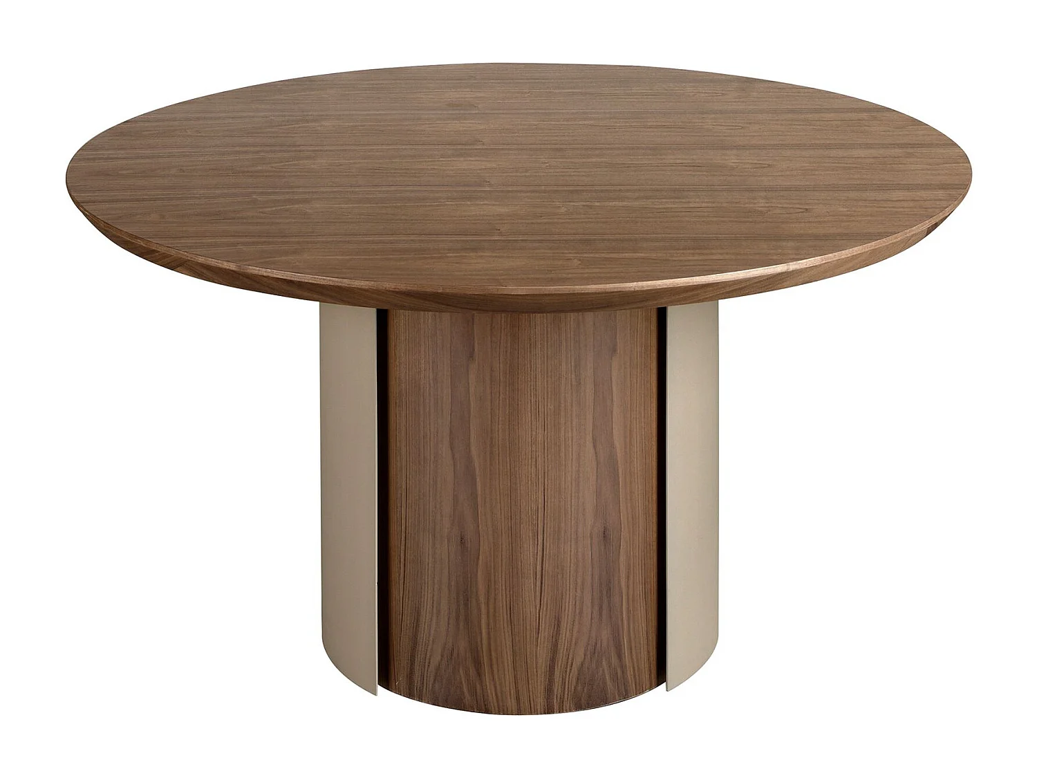 Table de salle à manger ronde en noyer et acier sable métallique 1163 ANGEL CERDA