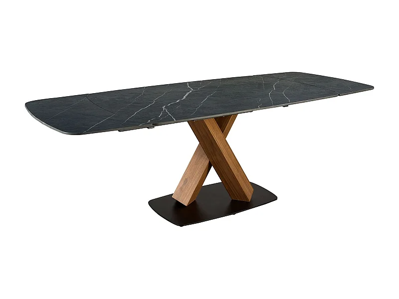 Ovaler, ausziehbarer Esstisch mit Porzellanmarmor und Nussbaumfass 1149 ANGEL CERDA