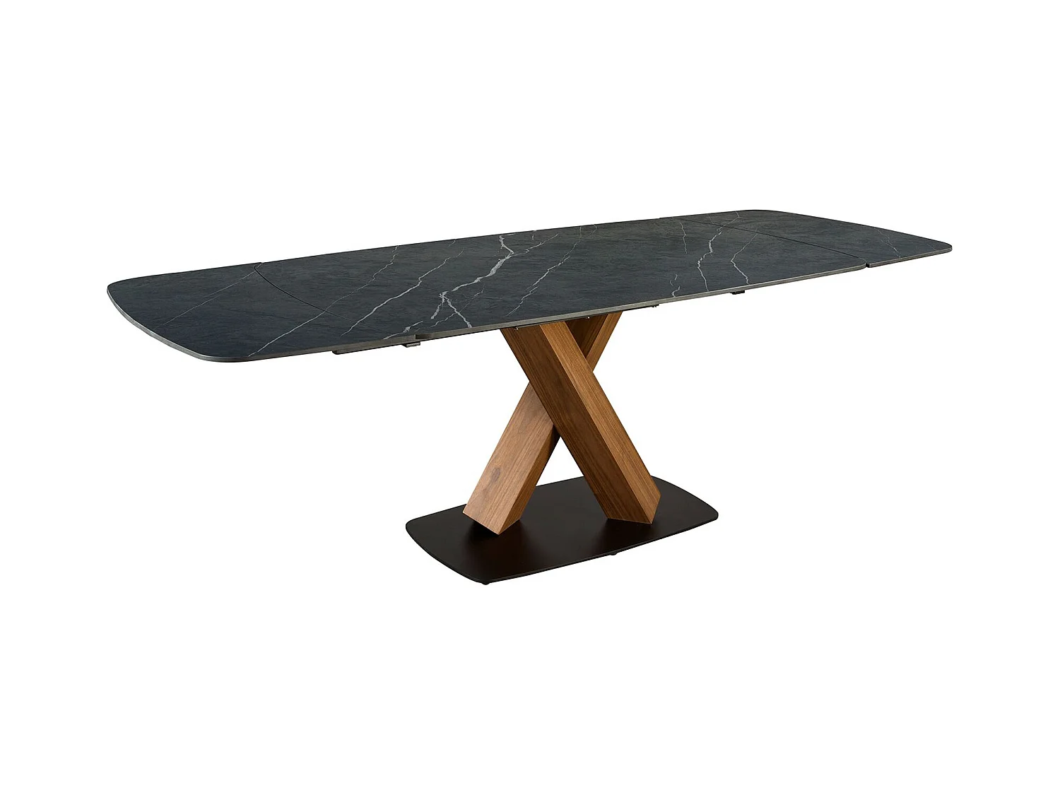 Table de salle à manger ovale à rallonge en marbre de porcelaine et tonneau en noyer 1149 ANGEL CERDA