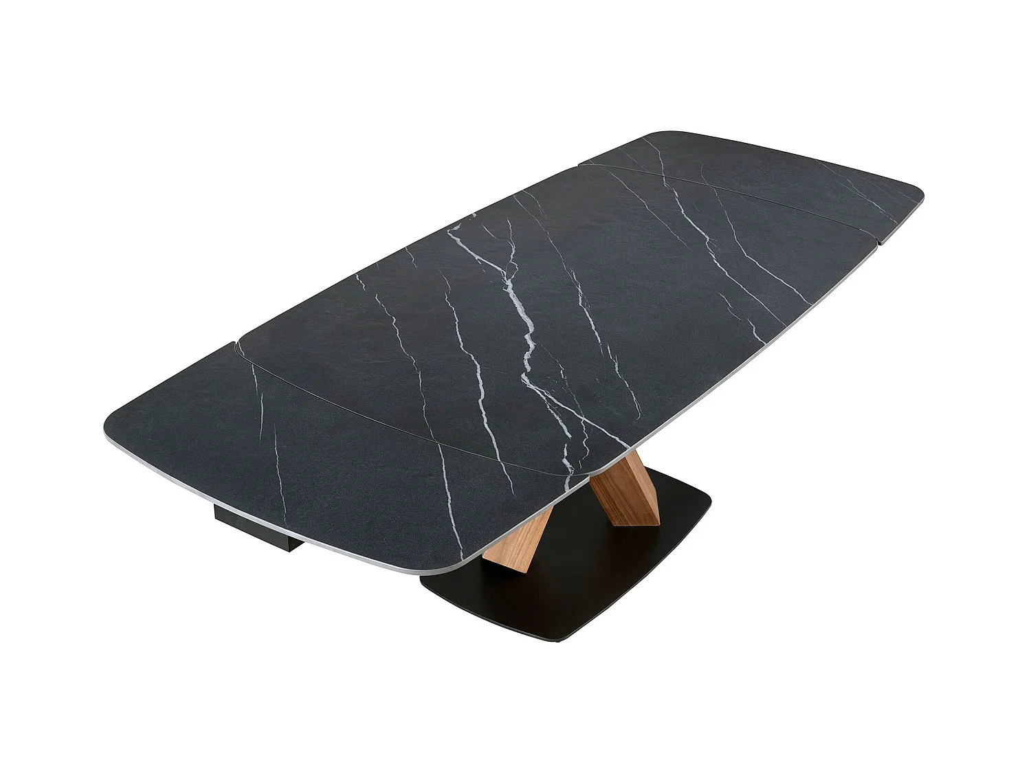 Table de salle à manger ovale à rallonge en marbre de porcelaine et tonneau en noyer 1149 ANGEL CERDA