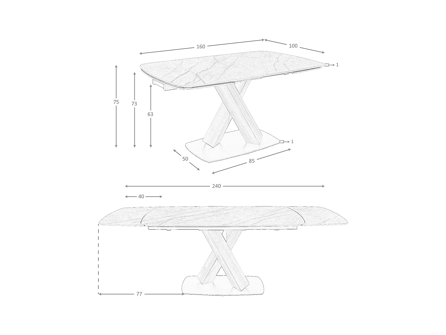 Table de salle à manger ovale à rallonge en marbre de porcelaine et tonneau en noyer 1149 ANGEL CERDA