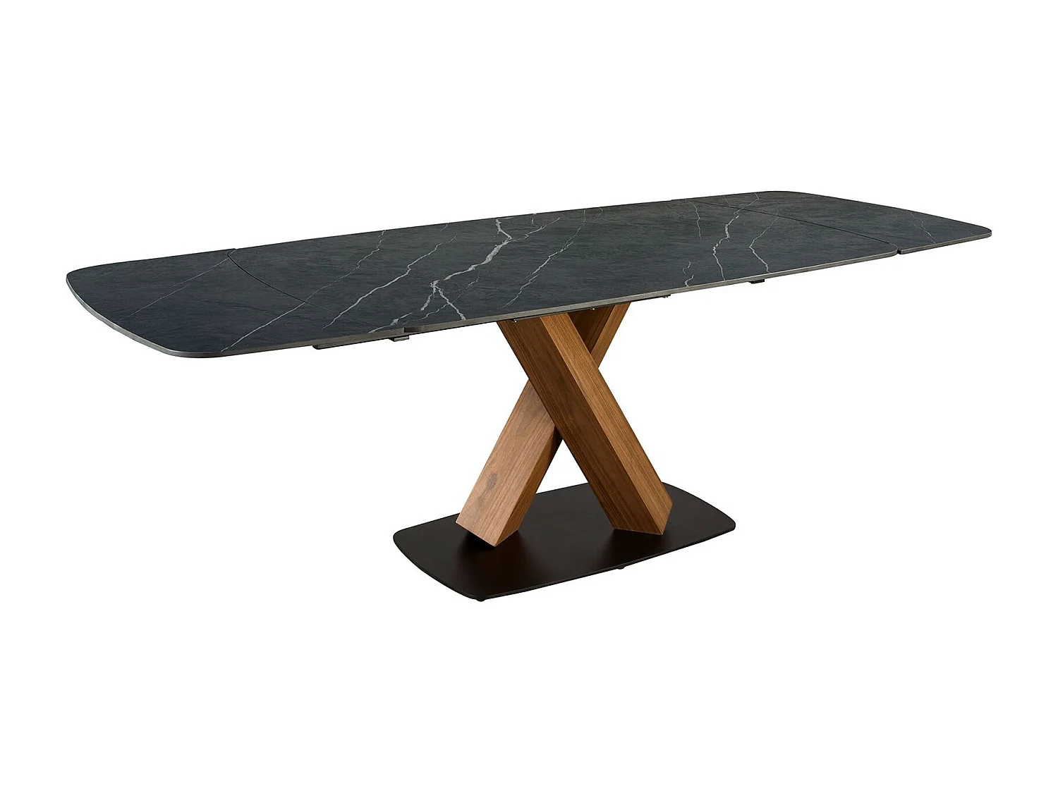 Table de salle à manger ovale à rallonge en marbre de porcelaine et tonneau en noyer 1149 ANGEL CERDA