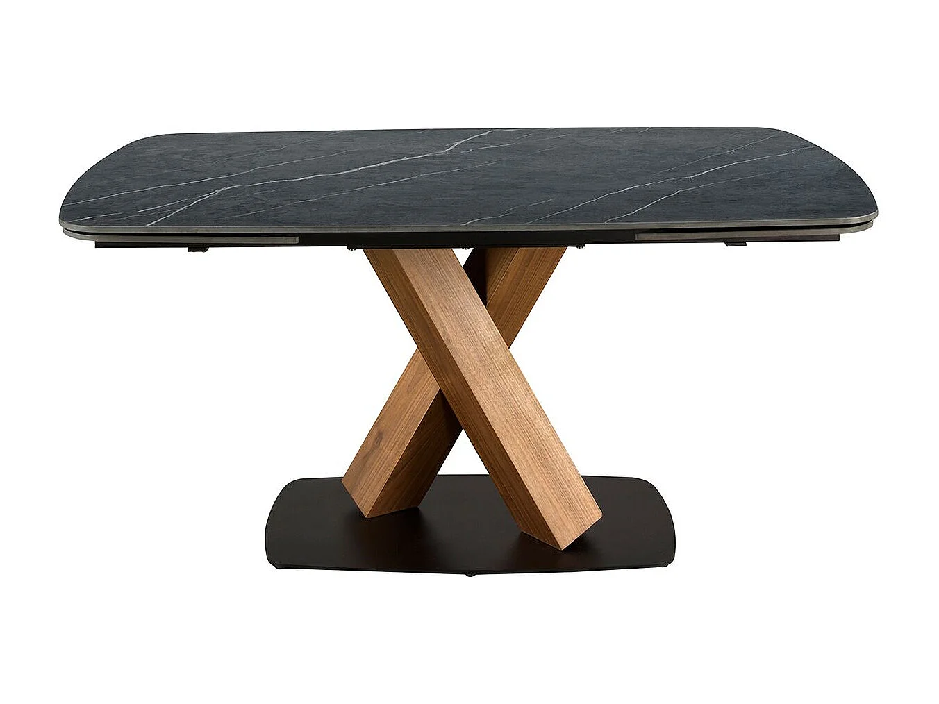 Table de salle à manger ovale à rallonge en marbre de porcelaine et tonneau en noyer 1149 ANGEL CERDA