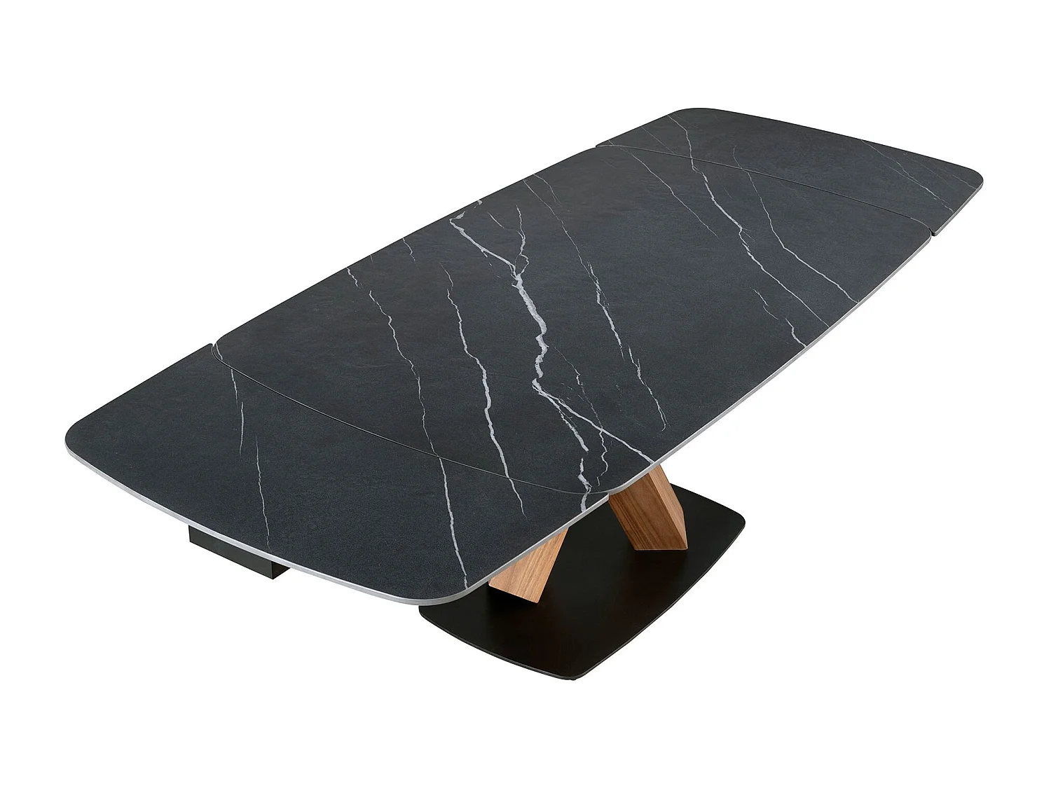 Table de salle à manger ovale à rallonge en marbre de porcelaine et tonneau en noyer 1149 ANGEL CERDA