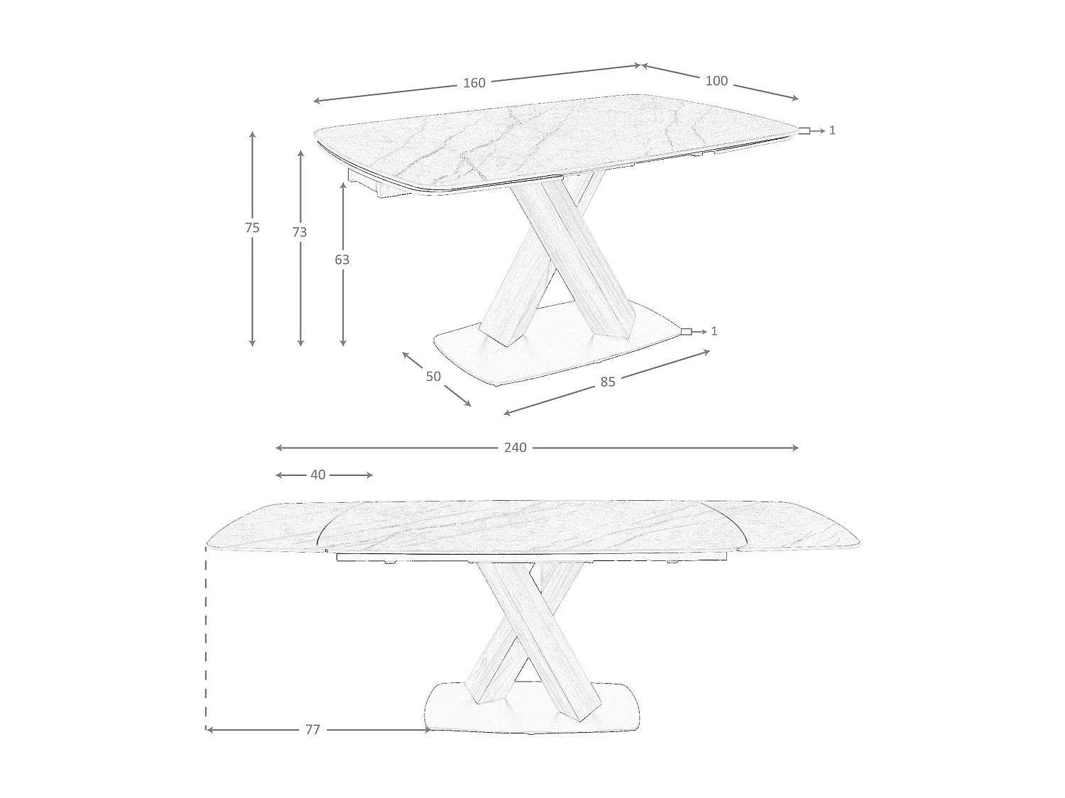 Table de salle à manger ovale à rallonge en marbre de porcelaine et tonneau en noyer 1149 ANGEL CERDA