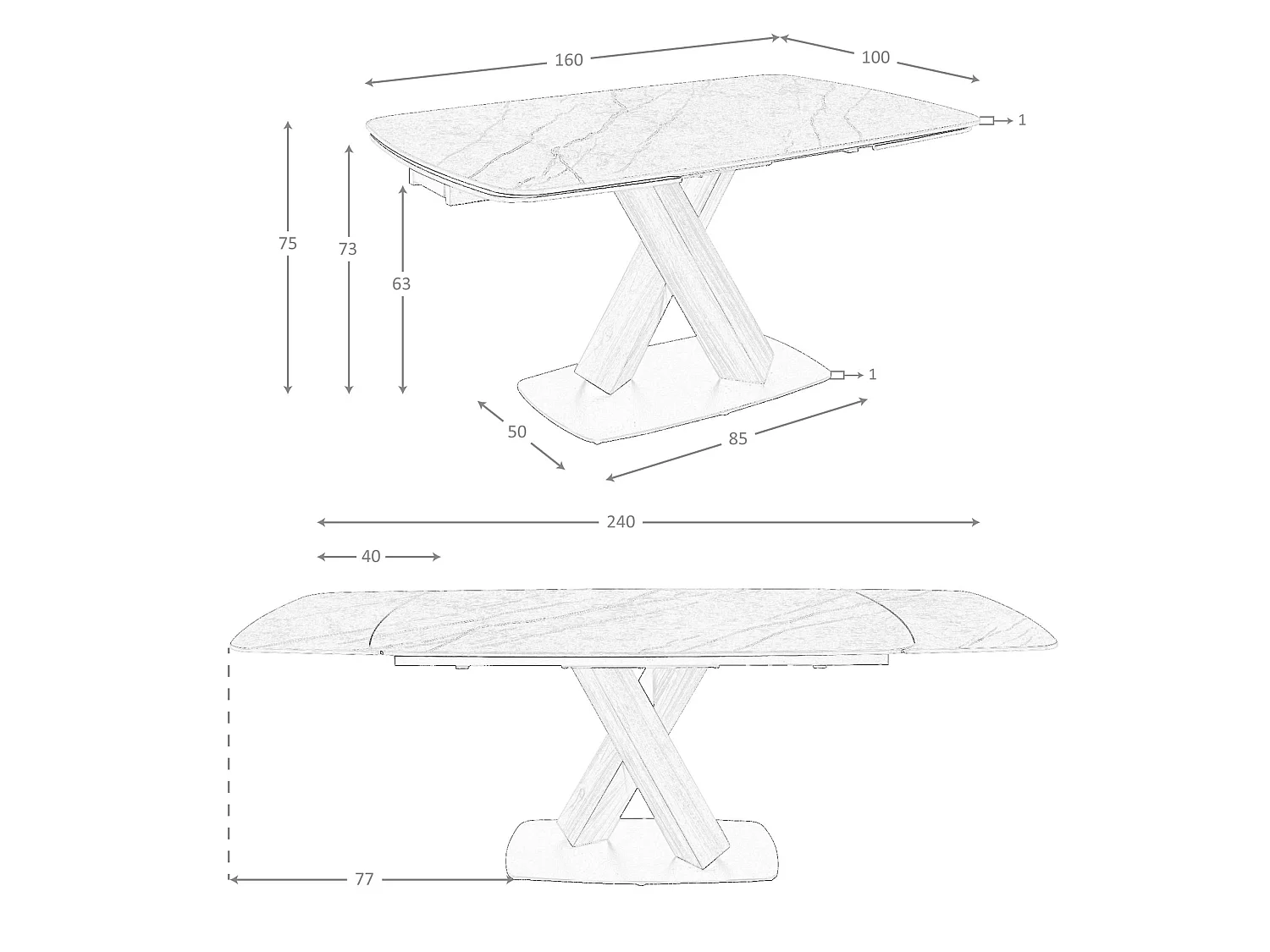 Table de salle à manger ovale à rallonge en marbre de porcelaine et tonneau en noyer 1149 ANGEL CERDA