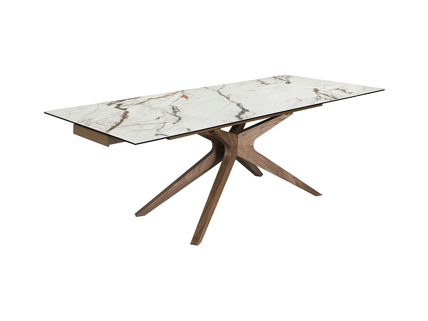 Rechteckiger ausziehbarer Esstisch aus Porzellan-Marmor und Nussbaum 1157 ANGEL CERDA