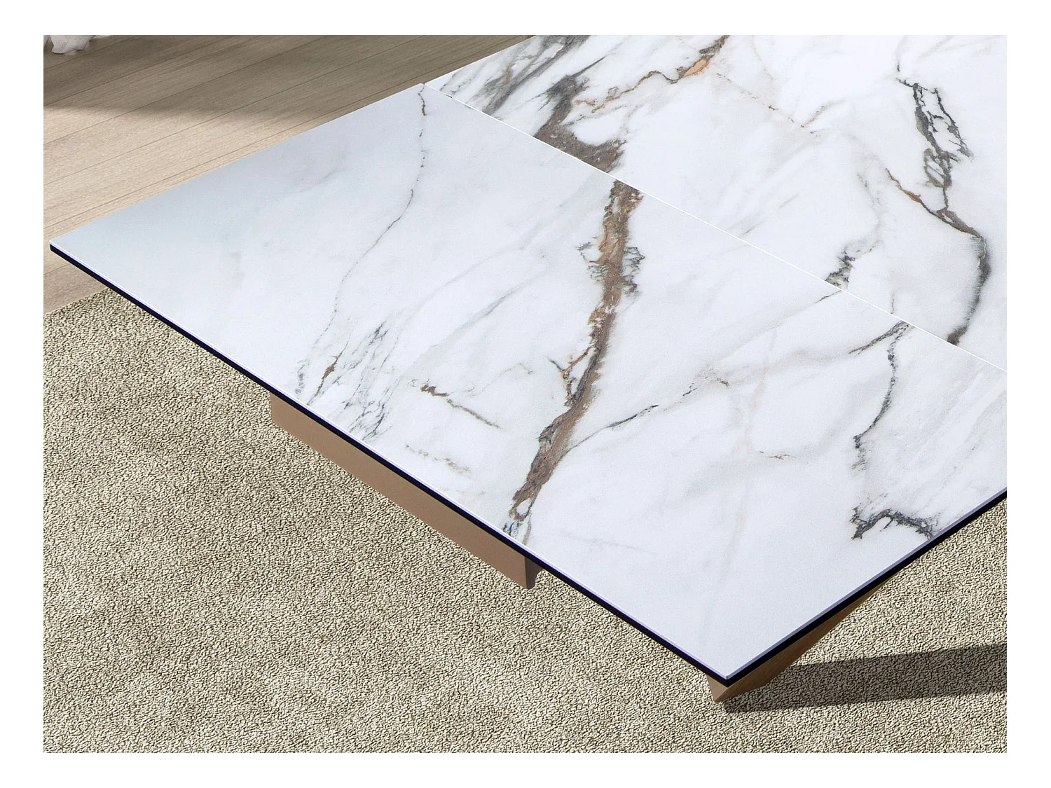 Rechteckiger ausziehbarer Esstisch aus Porzellan-Marmor und Nussbaum 1157 ANGEL CERDA