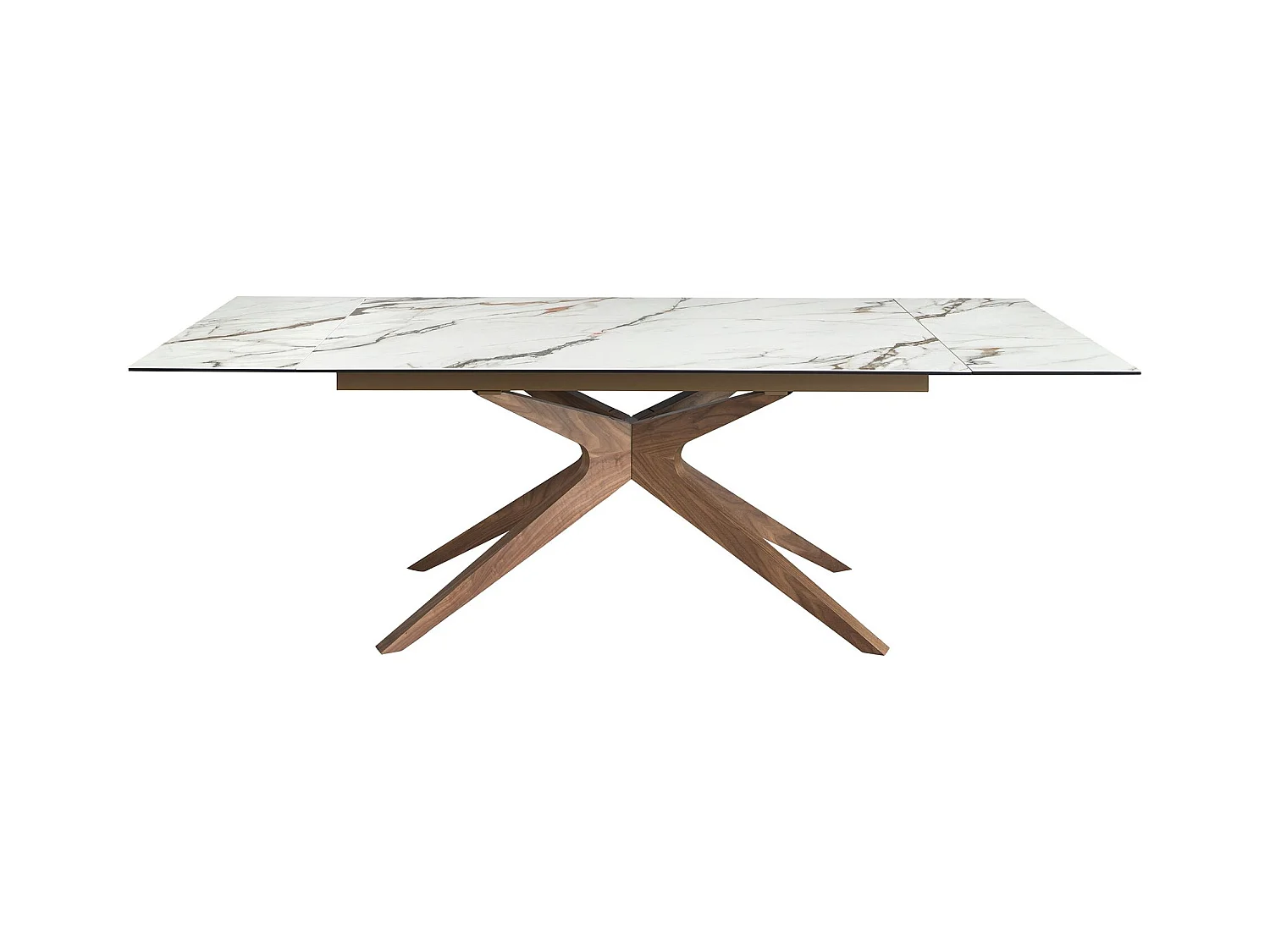 Rechteckiger ausziehbarer Esstisch aus Porzellan-Marmor und Nussbaum 1157 ANGEL CERDA