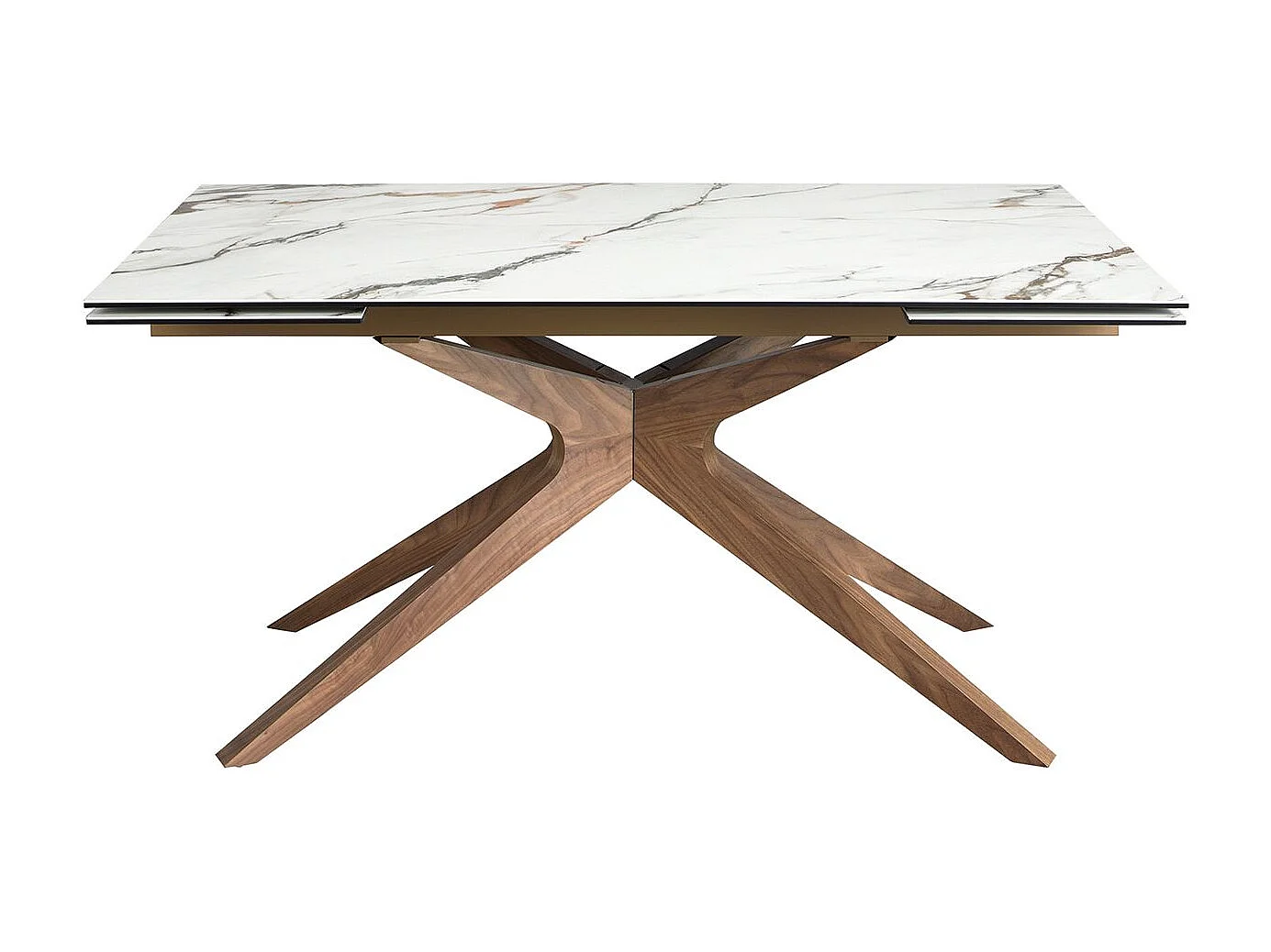 Table à manger extensible rectangulaire en marbre porcelaine et noyer 1157 ANGEL CERDA