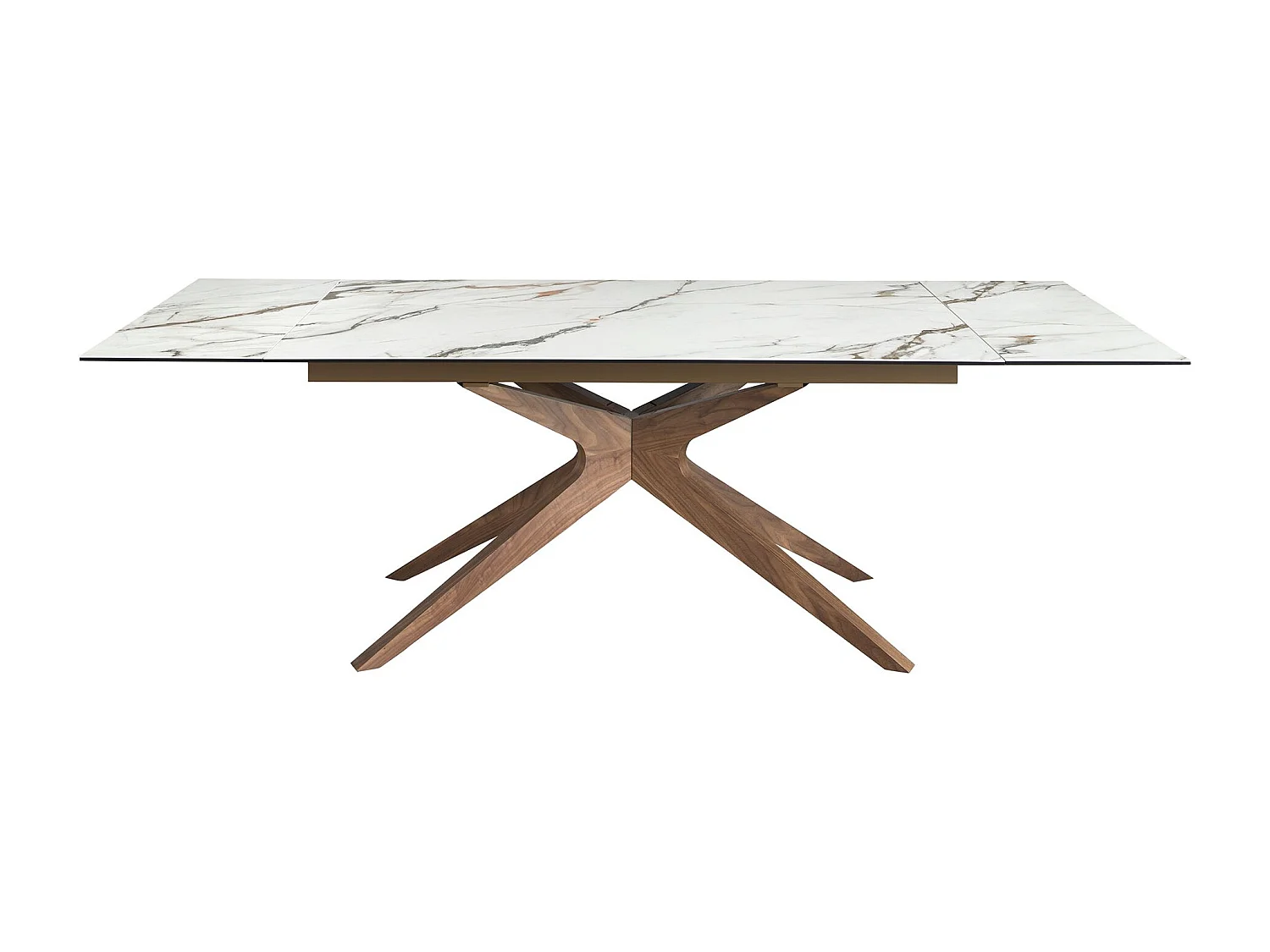 Table à manger extensible rectangulaire en marbre porcelaine et noyer 1157 ANGEL CERDA
