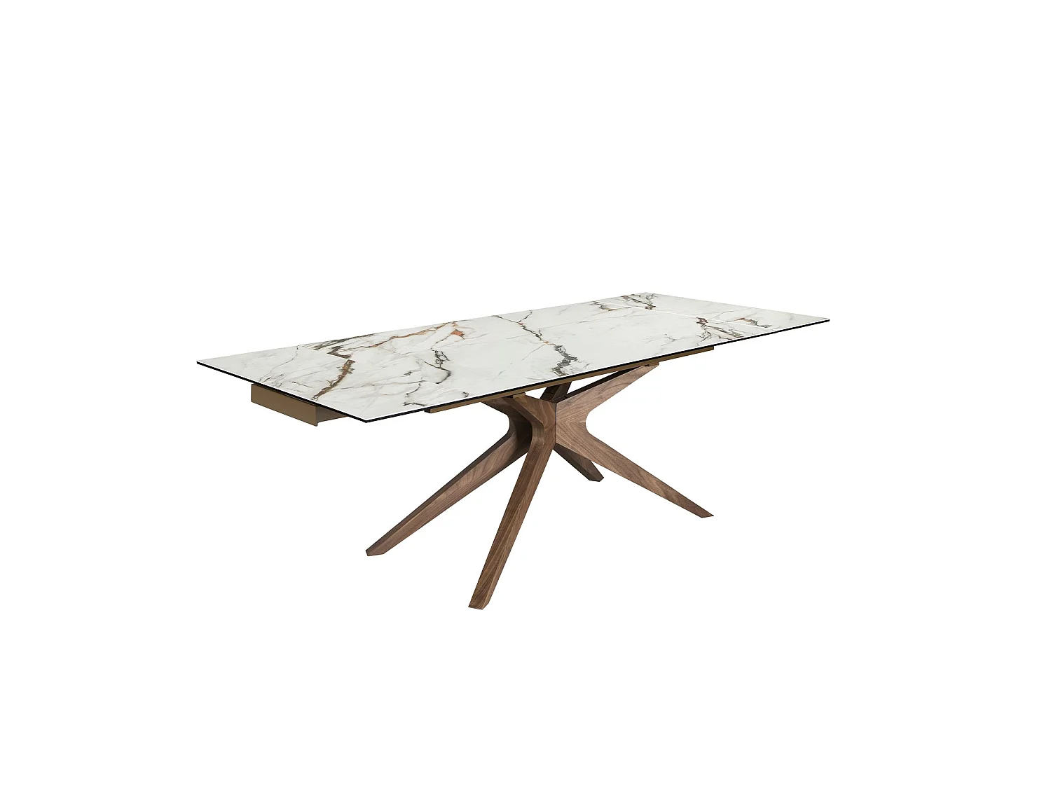 Table à manger extensible rectangulaire en marbre porcelaine et noyer 1157 ANGEL CERDA