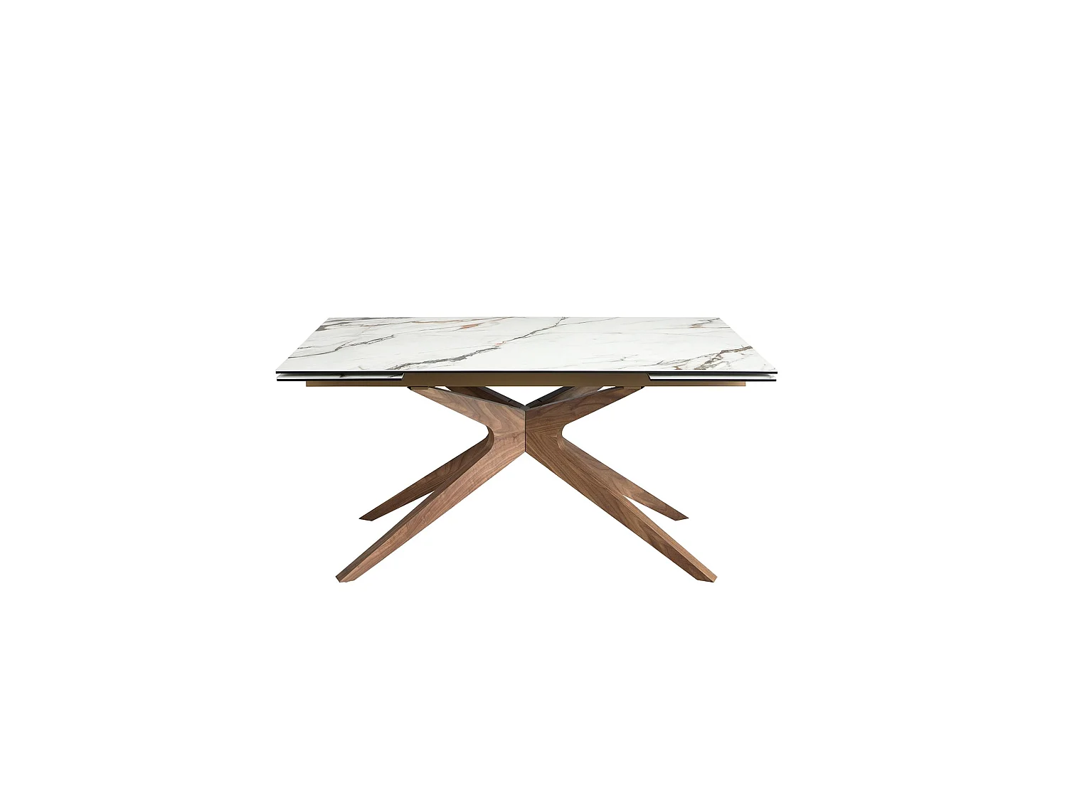 Table à manger extensible rectangulaire en marbre porcelaine et noyer 1157 ANGEL CERDA