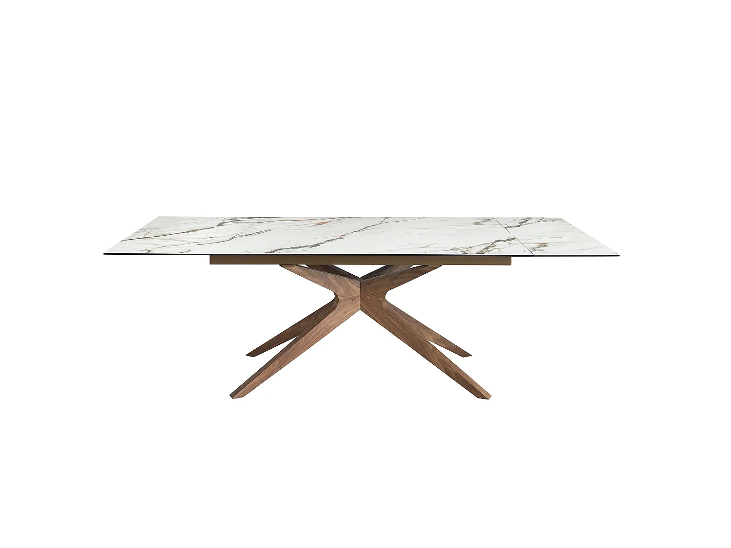Table à manger extensible rectangulaire en marbre porcelaine et noyer 1157 ANGEL CERDA