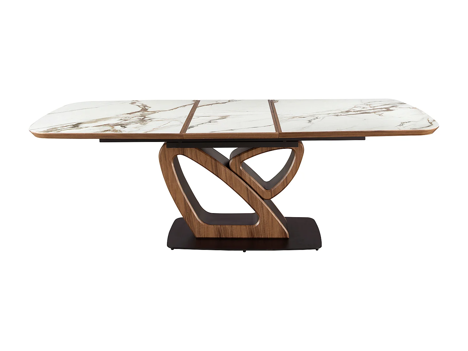 Oval extending dining table with porcelain marble and walnut barrel 1161 ANGEL CERDA