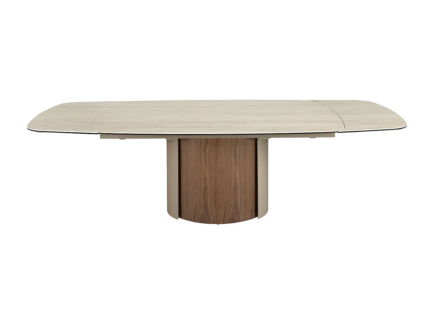 Table de salle à manger rectangulaire à rallonge en marbre porcelaine, acier sable métallique et noyer 1162 ANGEL CERDA