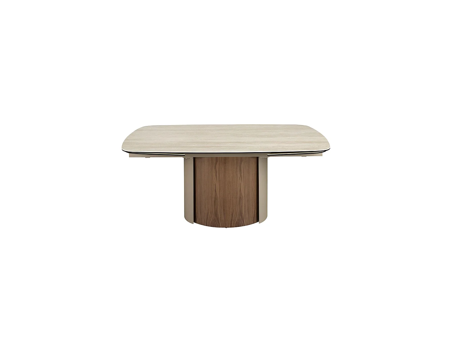 Mesa comedor extensible rectangular mármol porcelánico, acero arena metalizado y nogal 1162 ANGEL CERDA