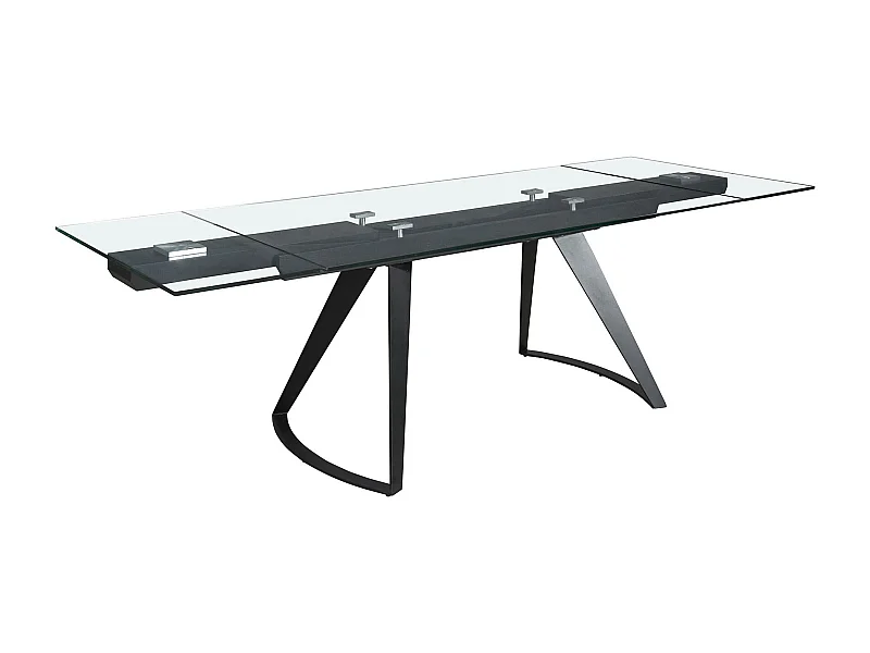 Table à manger extensible rectangulaire en verre trempé et acier noir 1150 ANGEL CERDA