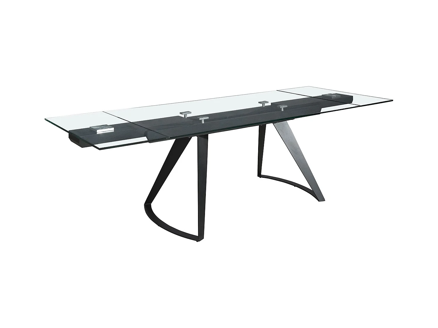 Table à manger extensible rectangulaire en verre trempé et acier noir 1150 ANGEL CERDA