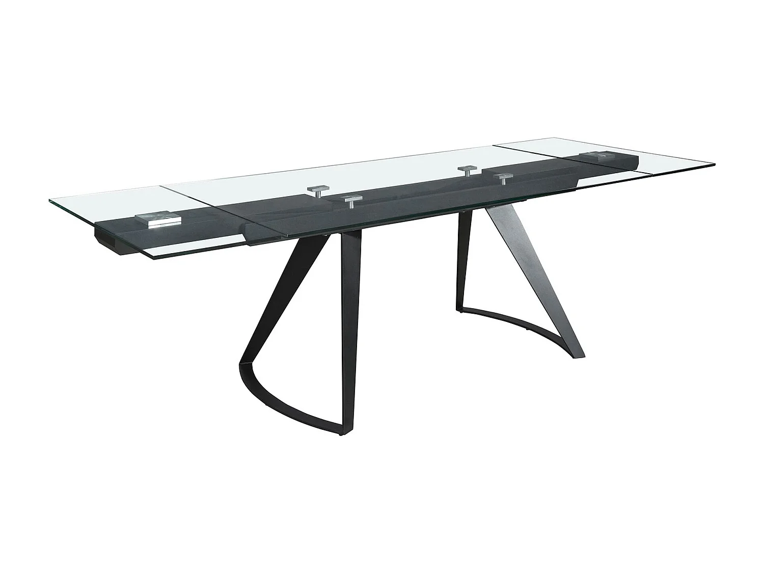 Table à manger extensible rectangulaire en verre trempé et acier noir 1150 ANGEL CERDA