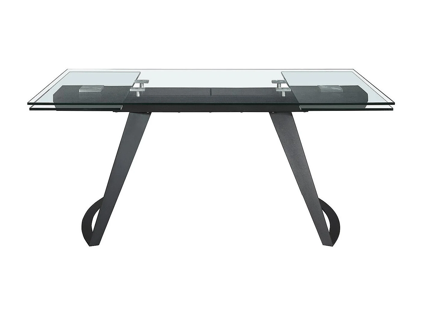 Table à manger extensible rectangulaire en verre trempé et acier noir 1150 ANGEL CERDA