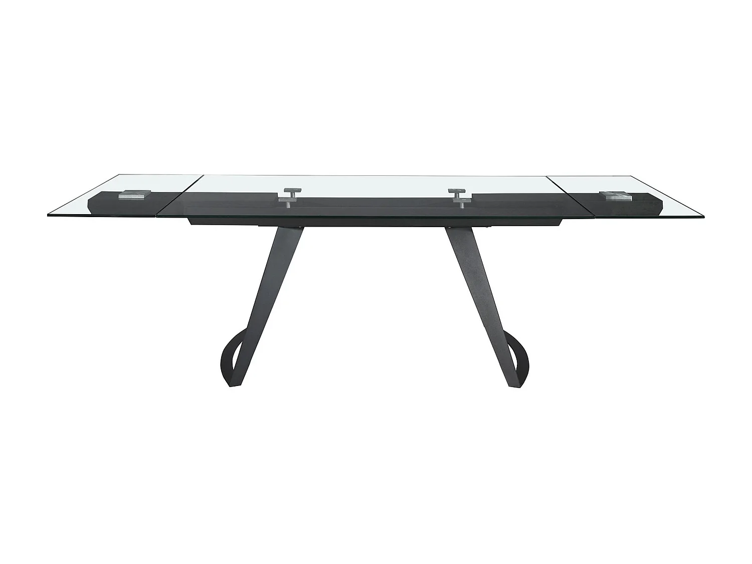 Table à manger extensible rectangulaire en verre trempé et acier noir 1150 ANGEL CERDA