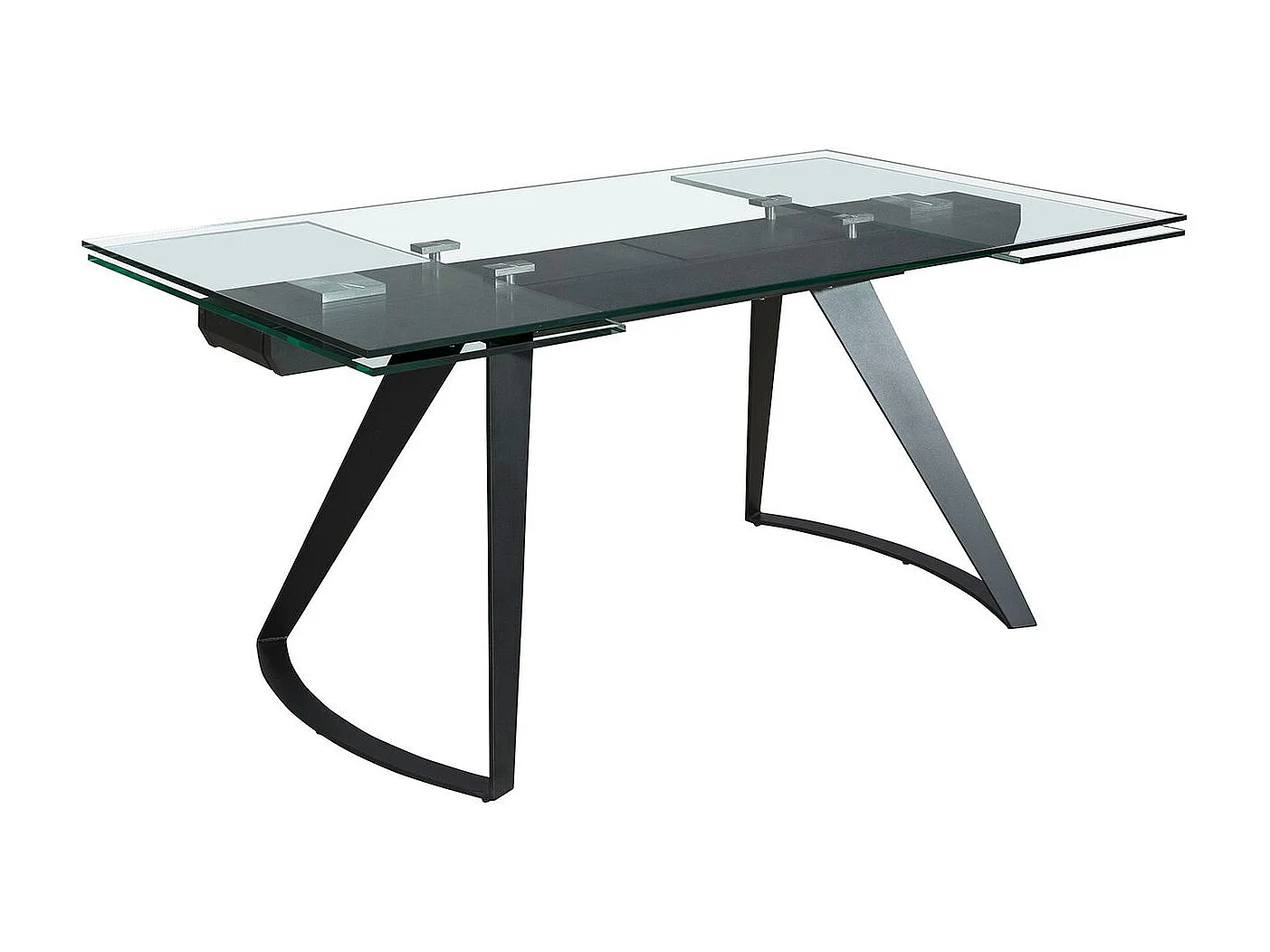 Table à manger extensible rectangulaire en verre trempé et acier noir 1150 ANGEL CERDA