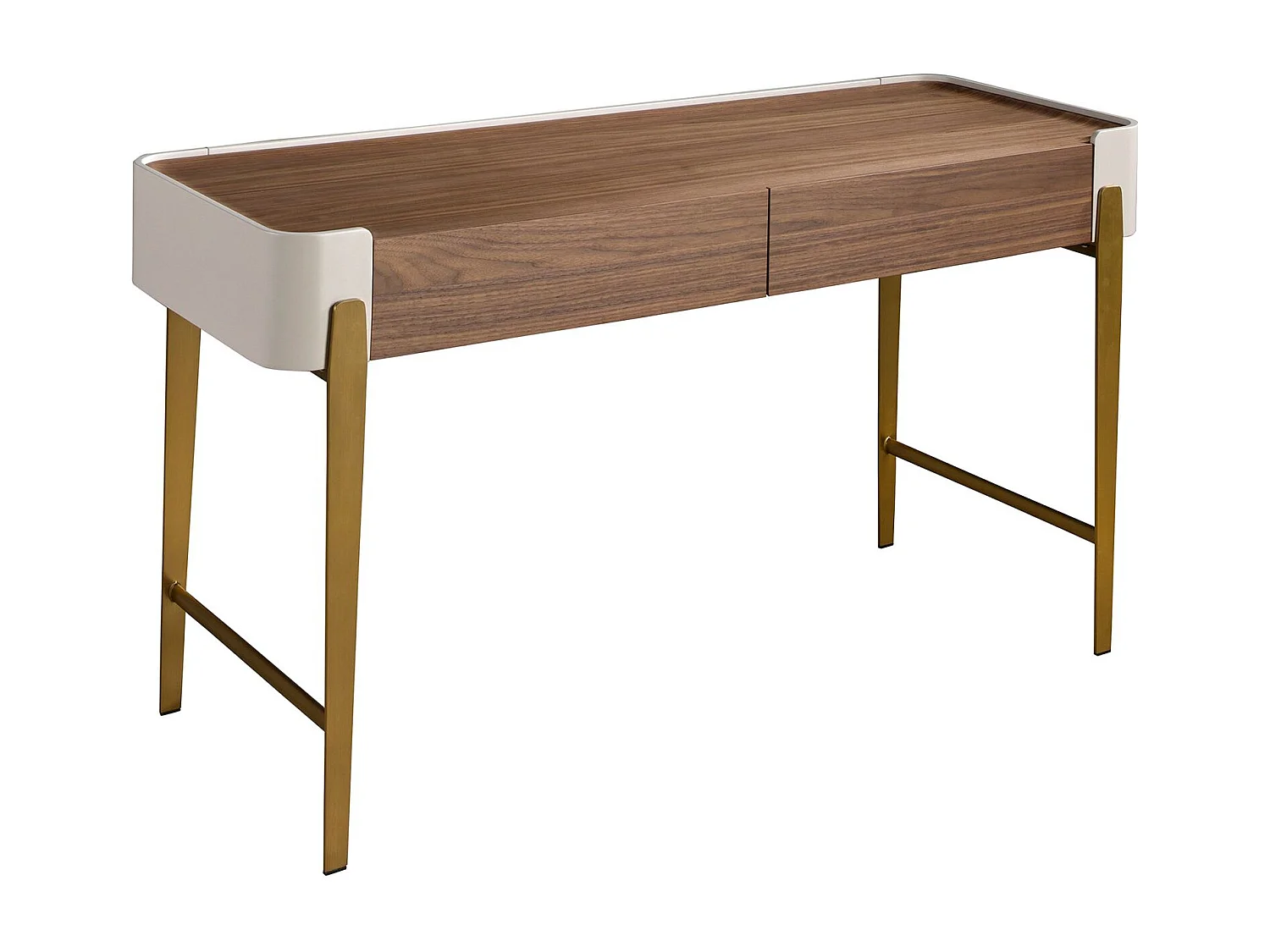 Bureau en noyer, beige et acier poli doré 7186 ANGEL CERDA
