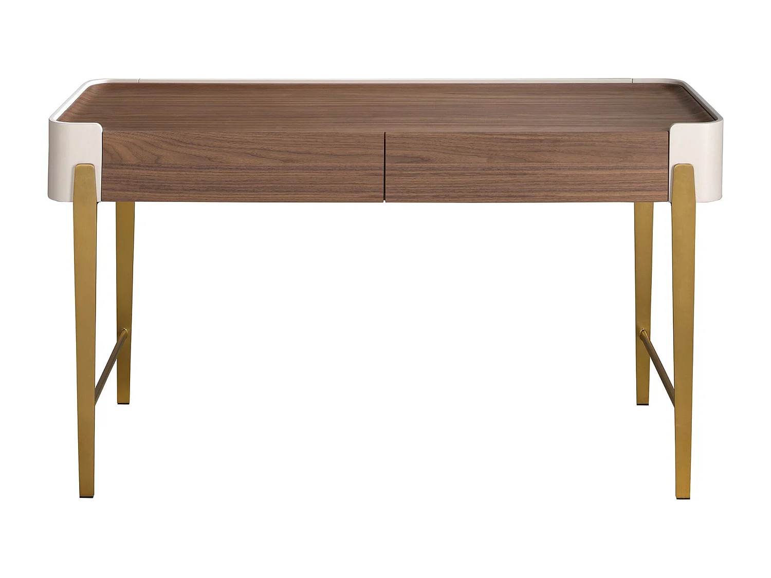 Bureau en noyer, beige et acier poli doré 7186 ANGEL CERDA