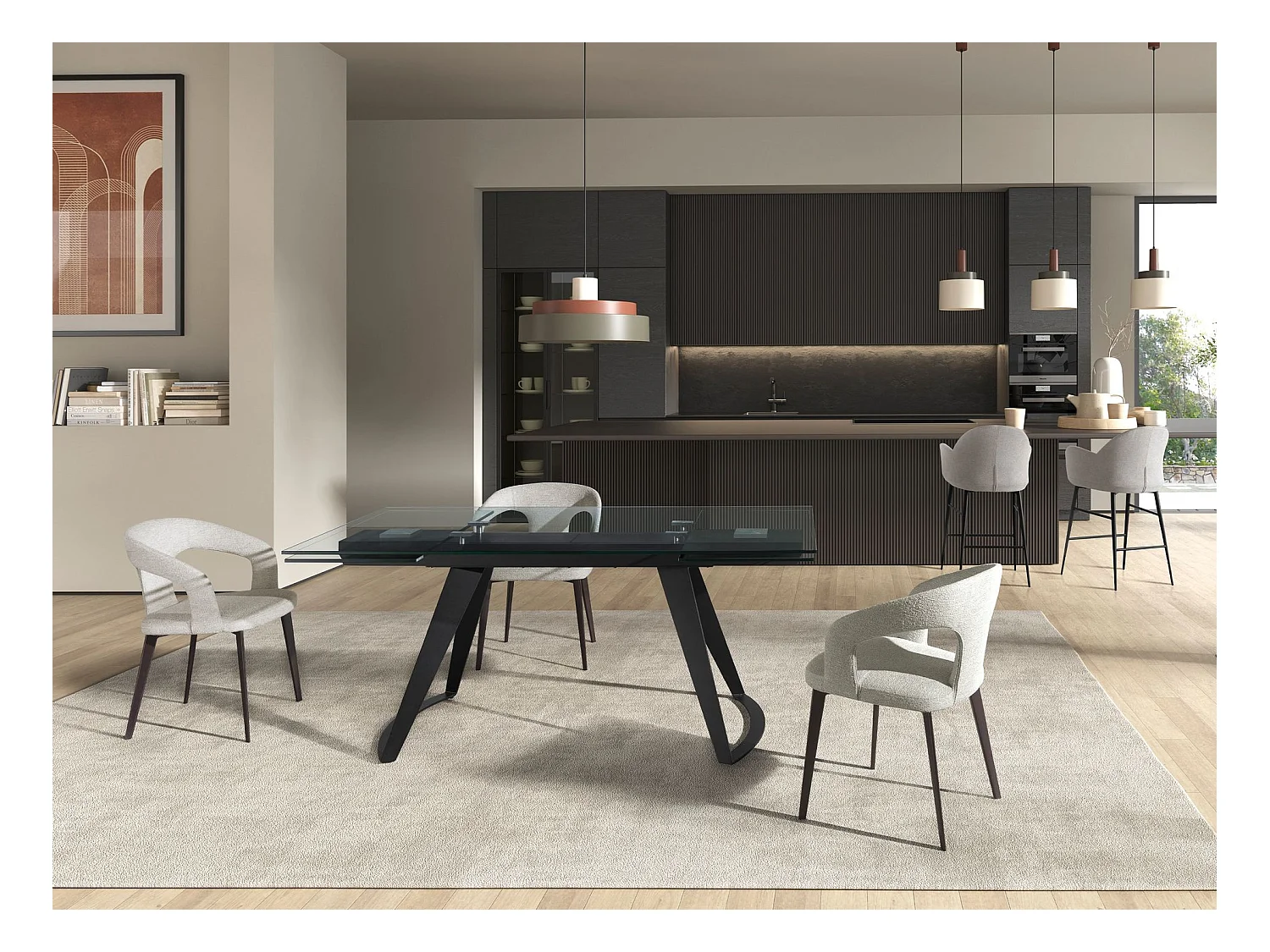 Tabouret en tissu gris clair 4174 ANGEL CERDA