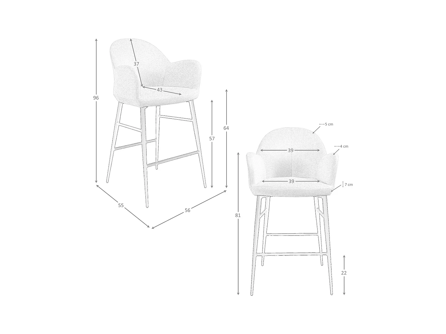 Tabouret en tissu gris clair 4174 ANGEL CERDA