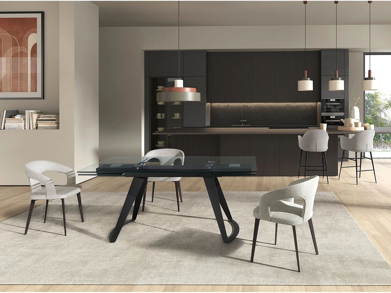 Tabouret en tissu gris clair 4174 ANGEL CERDA