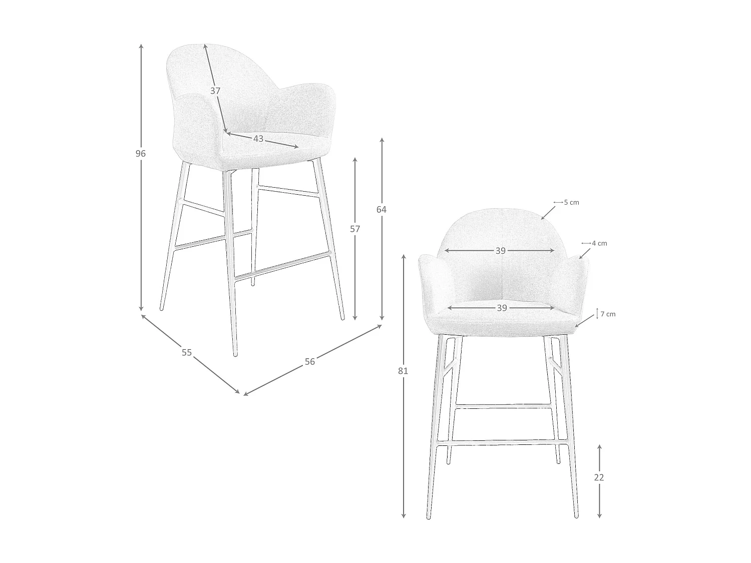 Tabouret en tissu gris clair 4174 ANGEL CERDA