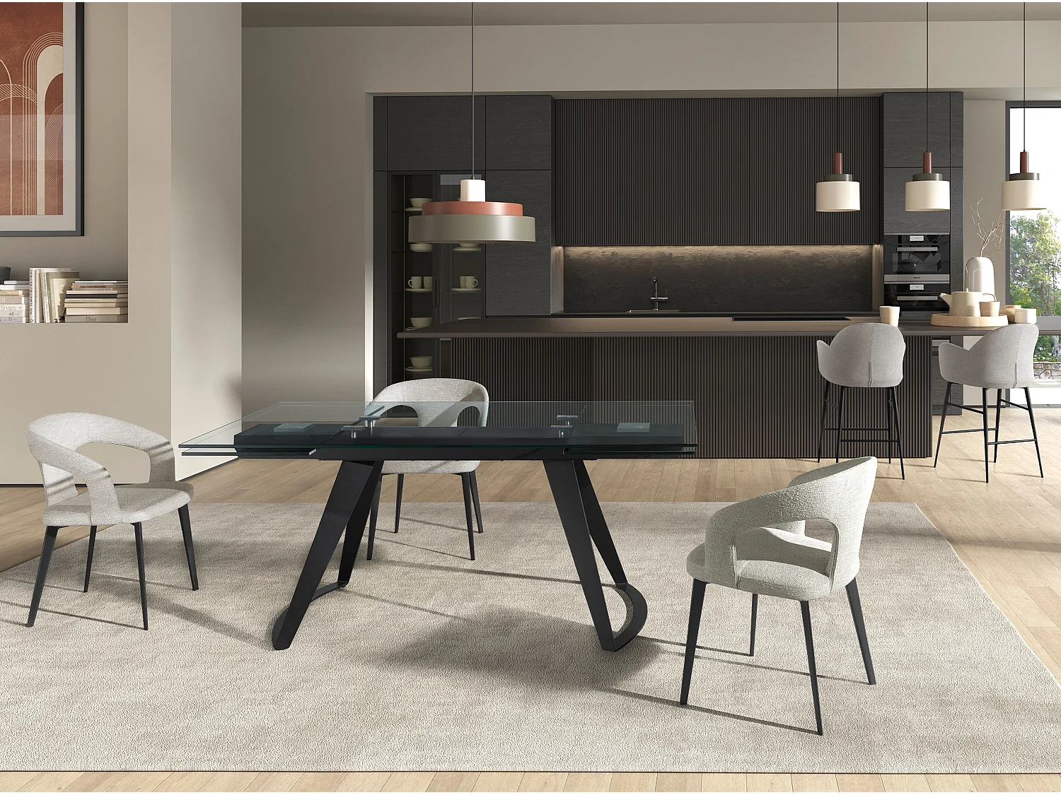 Hocker aus hellgrauem Stoff 4174 ANGEL CERDA