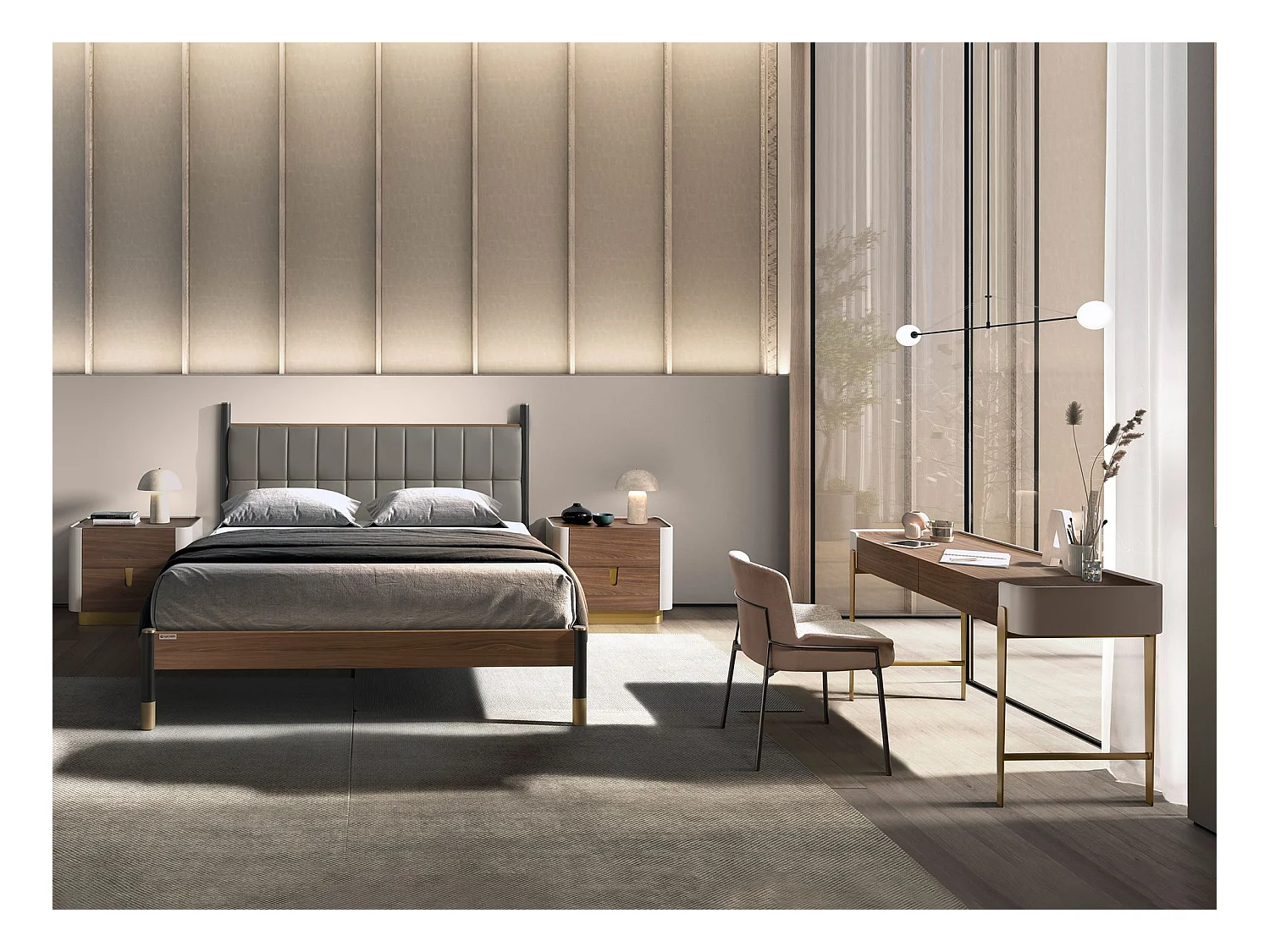 Bett aus dunkelgrauem Kunstleder 7169 ANGEL CERDA