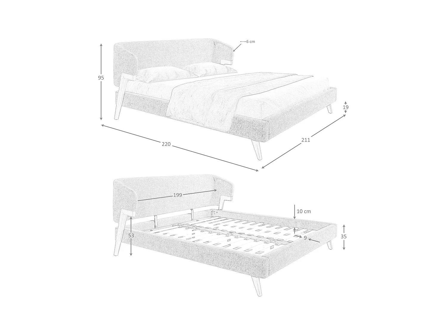 Bett aus dunkelgrauem Kunstleder 7169 ANGEL CERDA