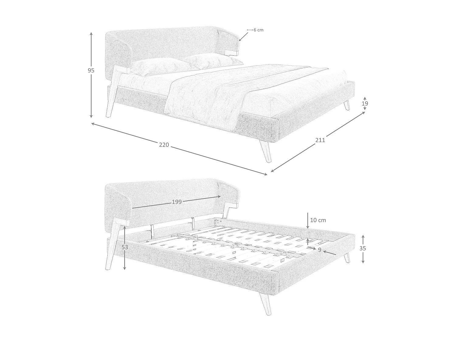 Lit en simili-cuir gris foncé 7169 ANGEL CERDA