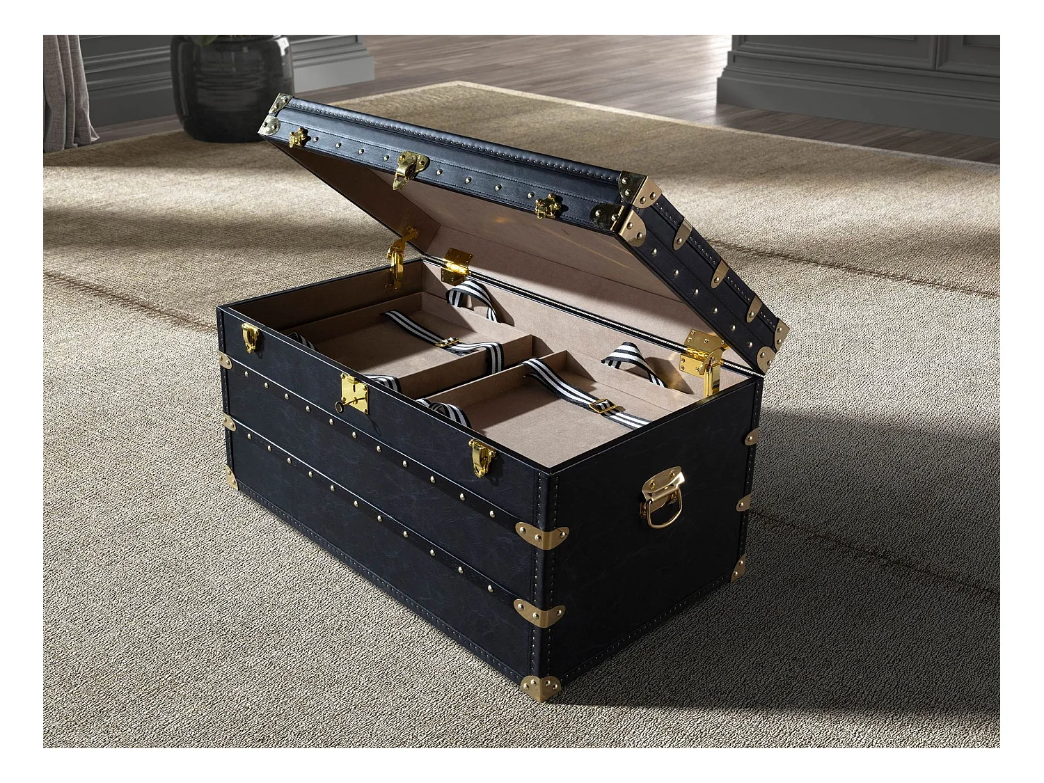 Schwarzer Lederkoffer