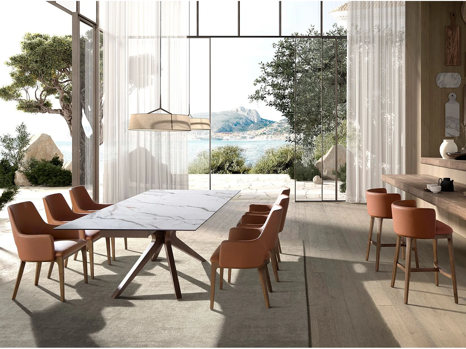 Tabouret en simili cuir marron