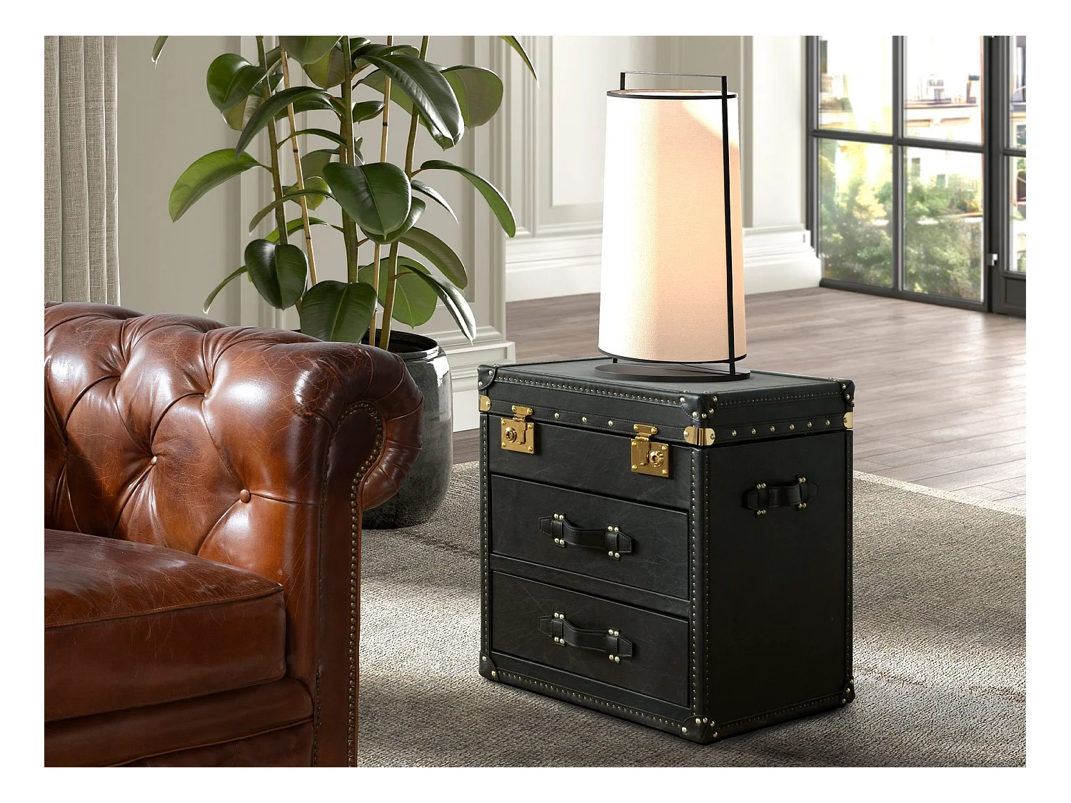 Schwarzer Lederkoffer