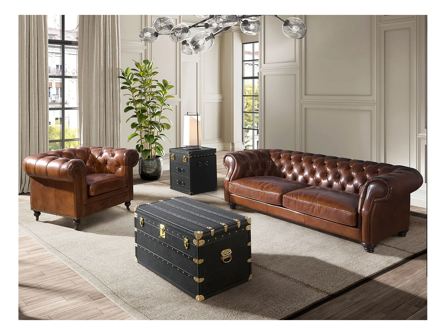 Schwarzer Lederkoffer