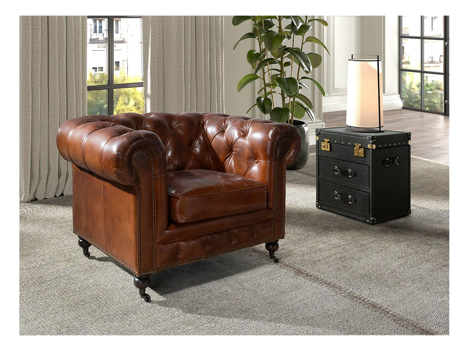 Schwarzer Lederkoffer