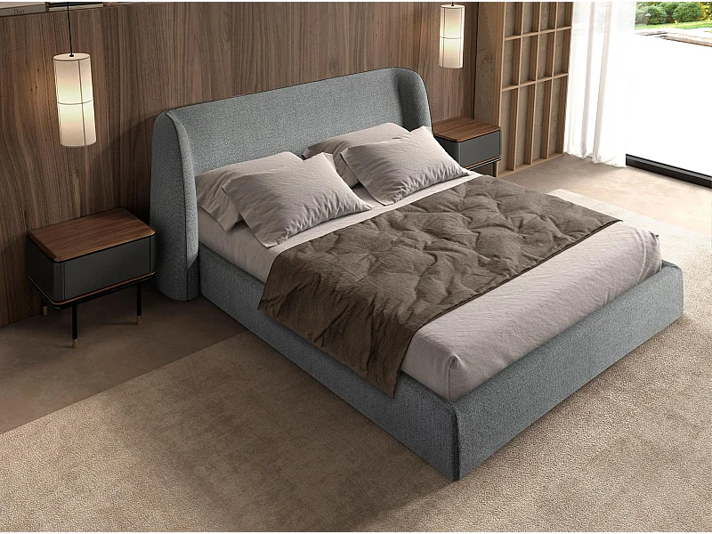 Letto in tessuto grigio scuro