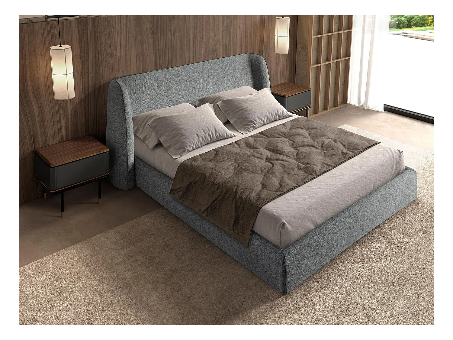 Lit en tissu gris foncé 7145 ANGEL CERDA