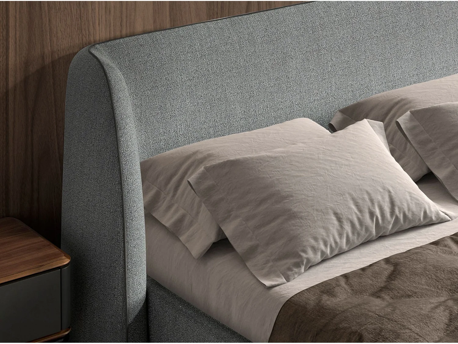 Letto in tessuto grigio scuro