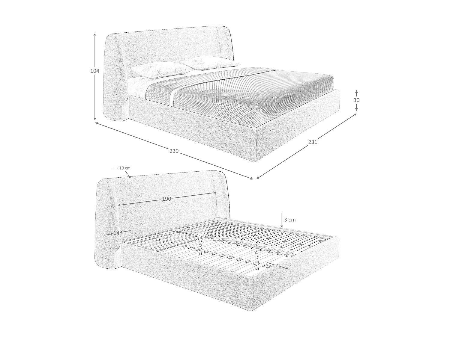 Lit en tissu gris foncé 7145 ANGEL CERDA