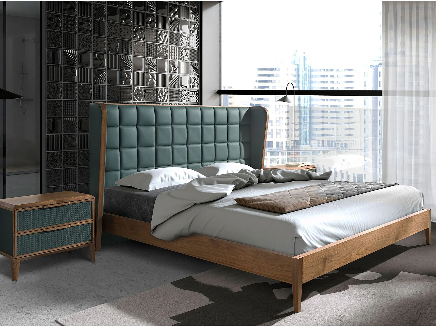 Lit en tissu gris foncé 7145 ANGEL CERDA
