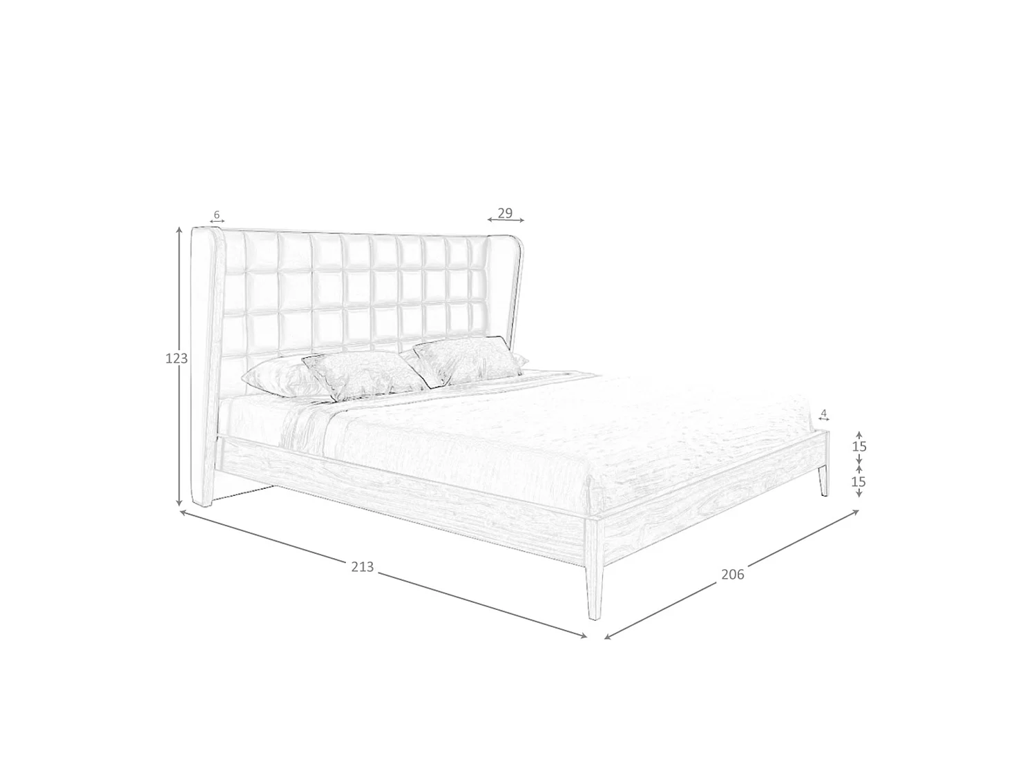 Lit en tissu gris foncé 7145 ANGEL CERDA