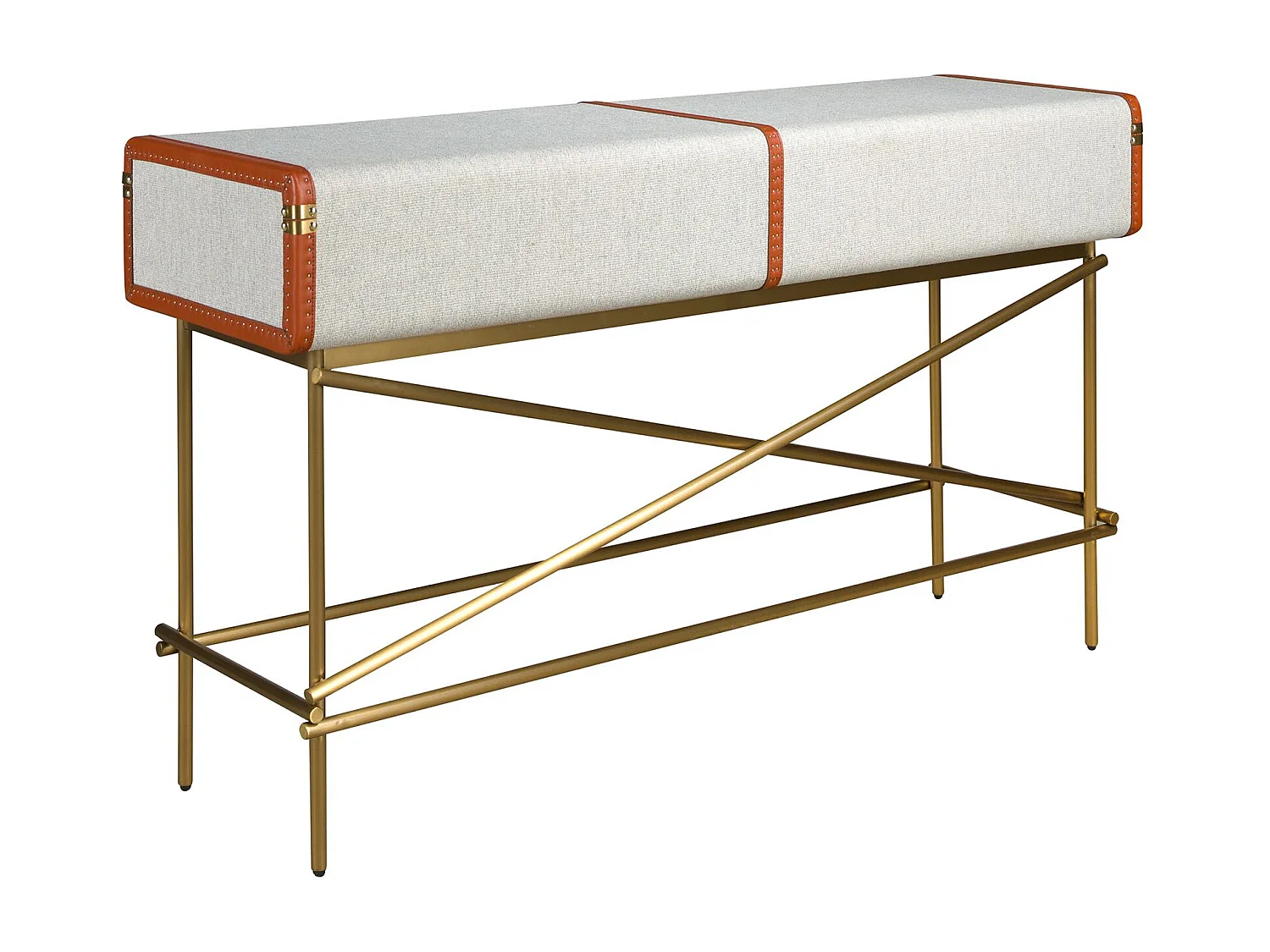 Table console rectangulaire, tissu, noyer et acier poli doré 3271 ANGEL CERDA